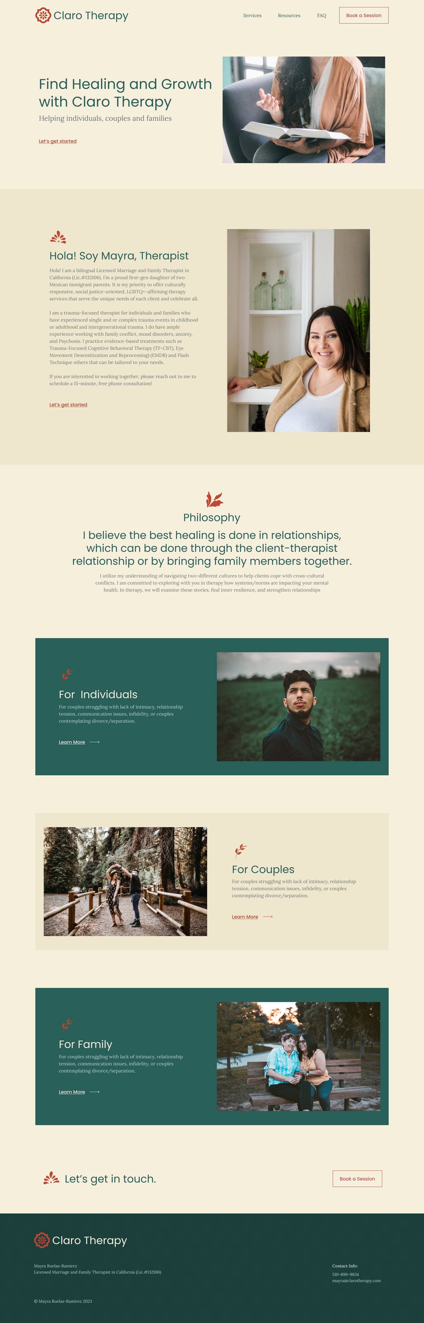 Claro Therapy full page design