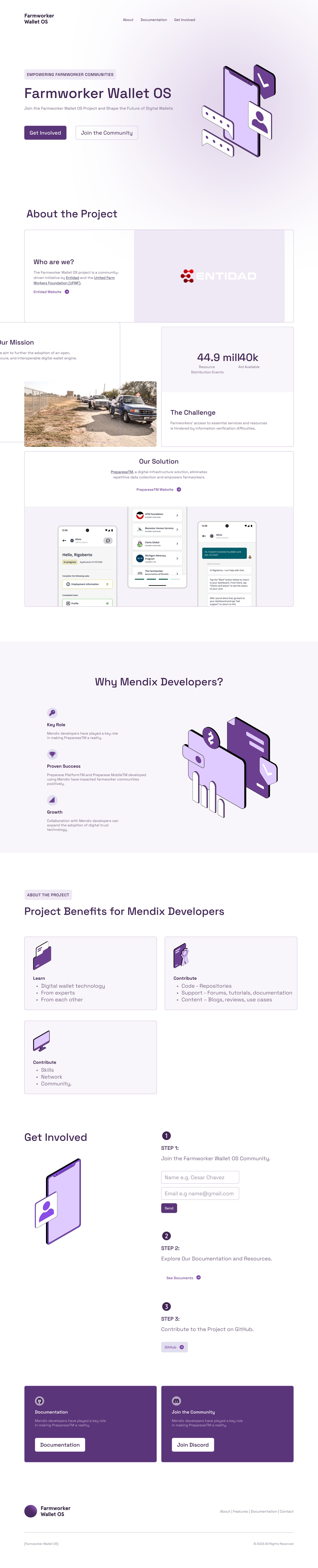 Farmworker Wallet OS full page design