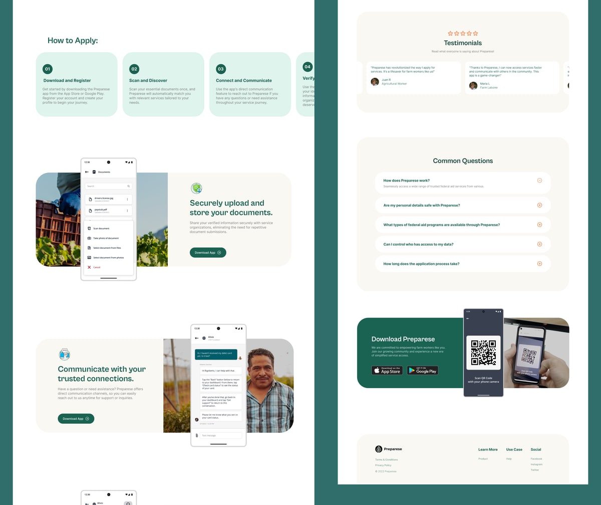 Preparese app section detail