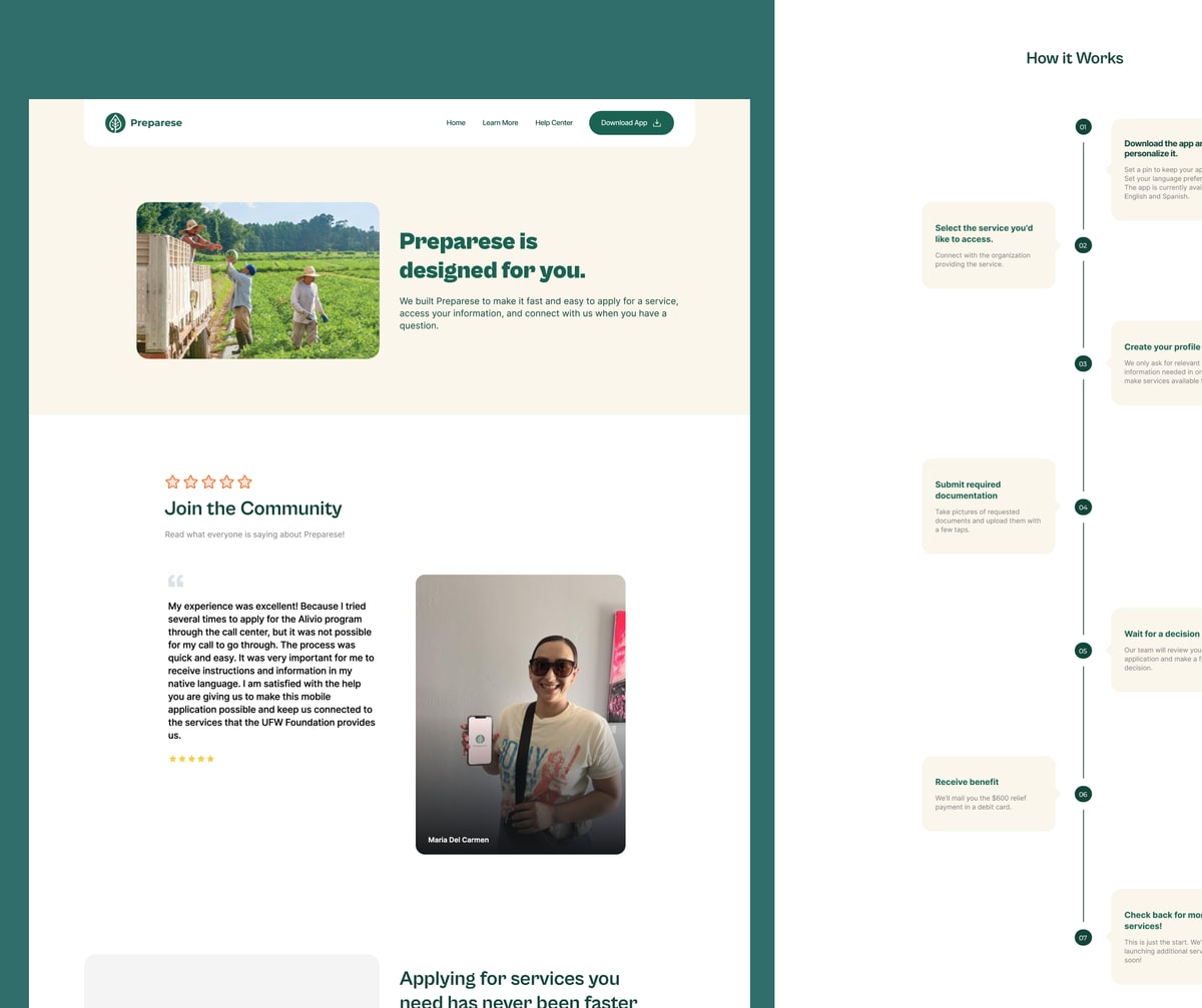 Preparese app section detail