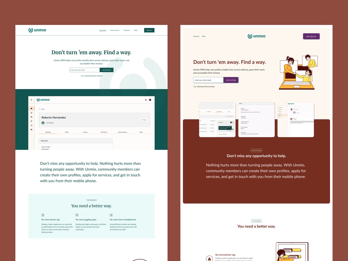 Unmio features section